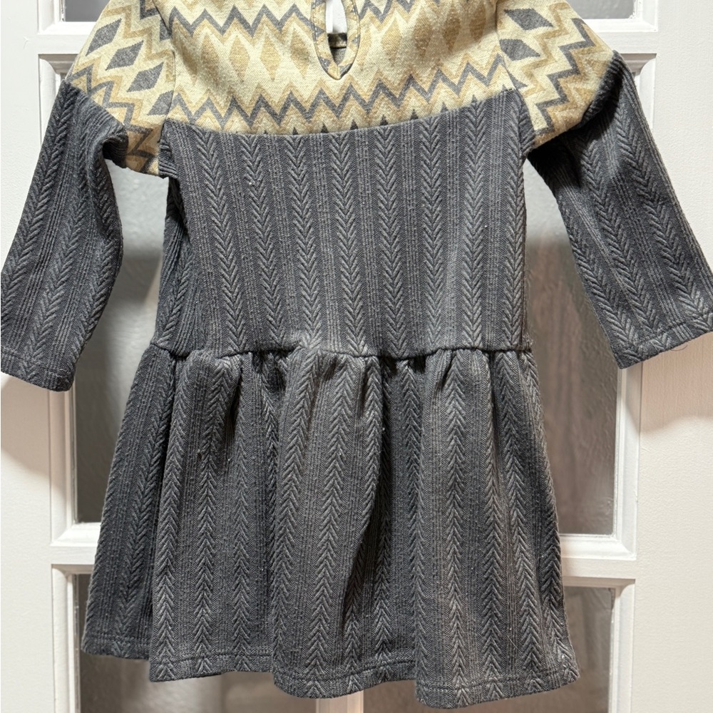 Rare Editions Gray and Gold Chevron Dress - Picture 4 of 5